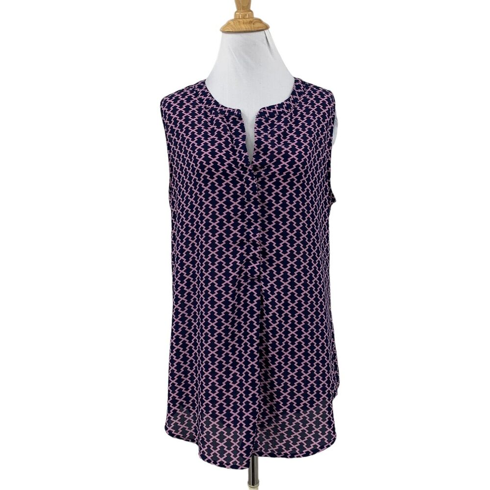 Gibson Flowy Tunic Tank Top Womens M Medium Wool Dobby Geometric Sleeveless